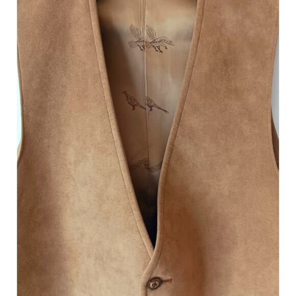 VNTG Westchester Suede Leather Men's Large Tan Vest for A.J. August - Picture 2 of 9